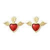 Brass Enamel Stud Earrings for Women EJEW-A126-05A-G-2