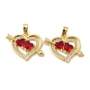 Heart Brass Micro Pave Cubic Zirconia Pendants KK-M325-16B-G-1