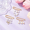 3Pcs 3 Styles Iron Glass Pearl Beads Kilt Pins Brooch JEWB-BR00188-1