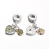 Heart Alloy Rhinestone European Dangle Charms MPDL-L014-05-2