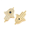 Brass Micro Pave Marine Blue Cubic Zirconia Connector Charms CU-CBAB719-07G-E-2