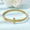 304 Stainless Steel Crystal Rhinestone Religion Cross Hinged Cuff Bangles for Women SA-CBA61B8-13G-1