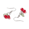 Cherry Glass Dangle Earrings EJEW-JE06255-5