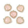 Natural Rose Quartz Faceted Heart Pendants G-I382-03G-02-1