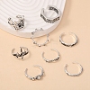 8Pcs Alloy Rhinestone Cuff Rings PW-WG4A0B3-01-2