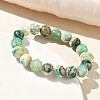 Natural Green Line Jasper Round Beaded Stretch Bracelets for Women BJEW-F535-02C-3