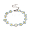 Enamel Daisy Link Chains Bracelet BJEW-P271-01P-03-1