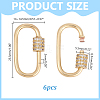 6Pcs Brass Micro Pave Clear Cubic Zirconia Screw Carabiner Lock Charms KK-HY0004-30-3