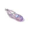 Electroplated Natural Quartz Crystal Pendants PALLOY-JF03363-4