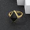 Rhombus Natural Obsidian Finger Rings RJEW-B113-01G-07-2