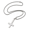 304 Stainless Steel Upside Down Cross Pendant Box Chain Necklaces NJEW-NH0001-07P-5