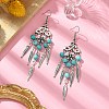 Synthetic Turquoise Beaded Chandelier Earrings EJEW-JE05371-02-2