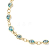 Handmade Evil Eye Lampwork Brass Link Chain Anklets for Women AJEW-AN00715-03-4