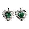 Synthetic Malachite Peach Love Heart Pendants G-G158-01T-1