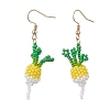 304 Stainless Steel Glass Seed Beads Carrot Dangle Earrings EJEW-MZ00579-04-3
