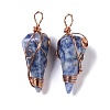 Natural Blue Spot Jasper Copper Wire Wrapped Big Pendants G-B073-02RG-09-1