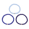 3Pcs Faceted Imitation Jade & Opaque Glass Rondelle Beaded Stretch Bracelets for Women BJEW-JB12563-02-1