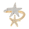 Starfish Brass Micro Pave Clear Cubic Zirconia Cuff Ring RJEW-Q819-25G-2