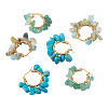 3 Pairs 3 Styles Natural Gemstone Chips Braided Hoop Earrings EJEW-TADJ00004-3