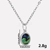 304 Stainless Steel Pave Natural Paua Shell Geometric Oval Pendant Necklaces KL8713-1-1