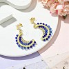 Moon Handmade Glass Seed Beads Dangle Stud Earrings EJEW-MZ00360-01-1