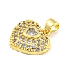 Heart Rack Plating Brass Micro Pave Cubic Zirconia Charms KK-Z053-17G-04-2