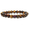 Natural Tiger Eye Round Beaded Stretch Bracelets ZO4749-4-1