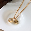 Brass Pave Clear Cubic Zirconia Double Round Ball Pendant Necklaces for Women WG4A742-01-2
