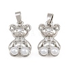 Brass Micro Pave Clear Cubic Zirconia Pendants CU-CBAA571-19P-1