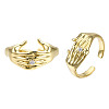 Cubic Zirconia Hands Open Cuff Rings RJEW-N037-031-3