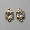 Brass Pave Clear Cubic Zirconia Connector Charms KK-WH0062-71A-G-1