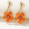 Flower Iron & Enamel Dangle Stud Earrings FS-WG46819-01-2