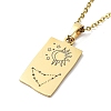 Rectangle with Twelve Constellations Pendant Necklaces NJEW-D069-01G-10-3