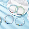 4Pcs 4 Colors Cat Eye & Handmade Evil Eye Lampwork Round Beaded Stretch Bracelets for Women BJEW-JB12289-1