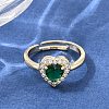 Brass Micro Pave Clear Cubic Zirconia Cuff Open Rings CU-CBA5C10-16G-1