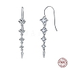 Rhodium Plated 925 Sterling Silver Teardrop Tassel Dangle Earrings for Women EJEW-P231-44P-3