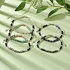 Column Mixed Gemstone & 4mm Round Natural Lava Rock & Electroplate Non-magnetic Synthetic Hematite Braided Bead Bracelets BJEW-JB10328-2