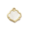 Brass Pave Natural White Shell Flower Charms KK-P301-01C-G-1