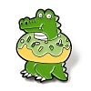 Funny Dinosaur with Donut Alloy Enamel Pin Brooch for Backpack Clothes JEWB-R004-02EB-01-1