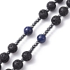 Natural Lapis Lazuli & Lava Rock & Synthetic Hematite Rosary Bead Necklaces NJEW-JN04461-01-5