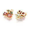 Brass Micro Pave Clear Cubic Zirconia Pendants KK-T078-04G-01-2