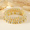 Brass Round Beaded Stretch Bracelet Sets ZD8778-3