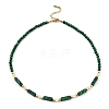 Synthetic Malachite Rectangle & Shell Beaded Necklaces NJEW-M206-01G-01-1-1