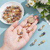 Copper Wired Wrapped Natural Gemstone Round Pendant Decorations HJEW-AB00711-3