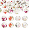 24Pcs 4 Colors Handmade Flower Printed Porcelain Ceramic Beads PORC-TADJ0001-07-1