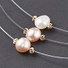 Natural Pearl Pendant Necklace with Nylon Wire for Women NJEW-JN03829-1