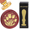 Brass Wax Seal Stamps with Wood Handle AJEW-WH0412-0056-1