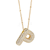1Pc Brass Micro Pave Cubic Zirconia Letter Pendant Necklaces NJEW-LP0001-43P-G-1