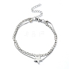 Star Alloy Pave Clear Cubic Zirconia Link Round Snake Chain Bracelets BJEW-S149-01P-1