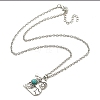 Letter A~Z Antique Silver Plated Alloy with Synthetic Turquoise Pendant Necklaces NJEW-G080-01B-3